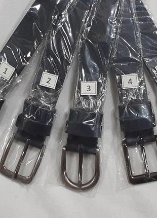 Ремни детские и подростковые кожаный синие с пряжками классического типа