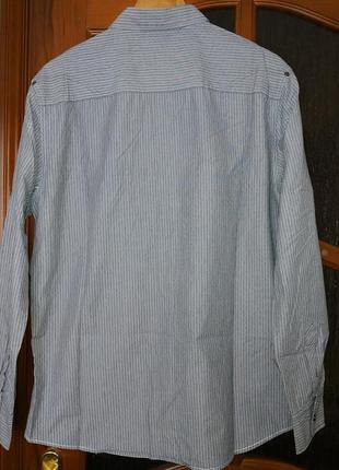 Новая мужская рубашка в белую полоску next slimmer fit l/402 фото