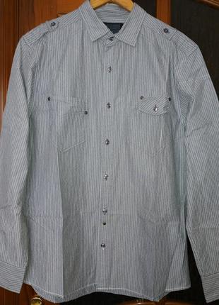 Нова чоловіча сорочка в білу смужку next slimmer fit l/40