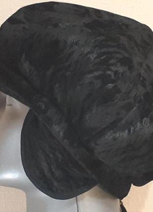 Кепка 12.23.002 чёрная восьмиклинка с ушами весна – зима - осень1 фото