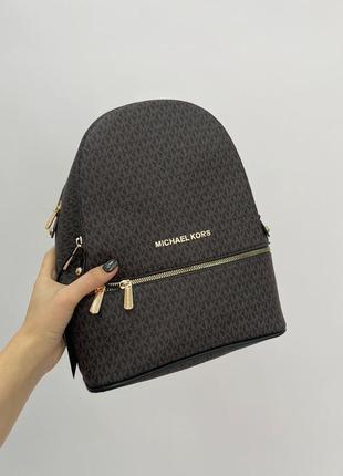 Женские темно коричневый рюкзак с широкими лямками michael kors 🆕 рюкзак з карманом1 фото