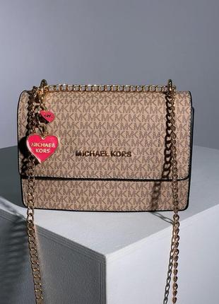 Женская бежевая сумка с регулируемой цепочкой через плечо michael kors 🆕