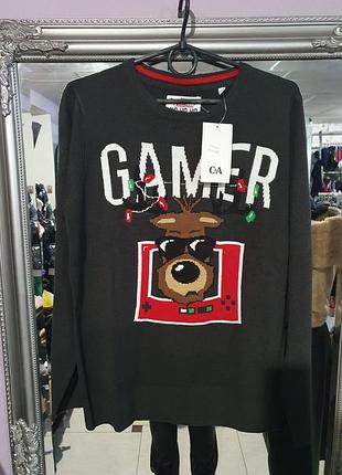 Крутий новорічний підлітковий світшот, светр c&a - р-ри .158-164, 170-176, 182