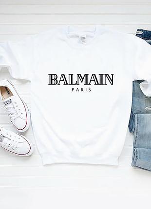 Женский свитшот лонгслив кофта balmain балмейн белый