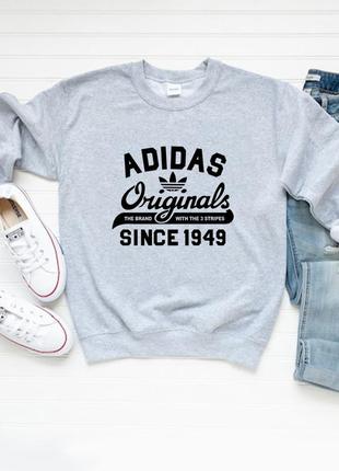Жіночий осінній світшот лонгслів кофта adidas адідас сірий