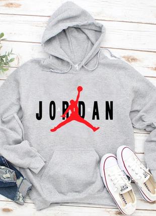 Женский осенний худи кенгуру толстовка с капюшоном jordan джордан серый