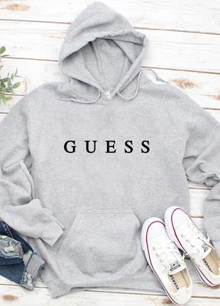 Чоловічий осінній худі кенгуру толстовка з капюшоном guess гесс сірий