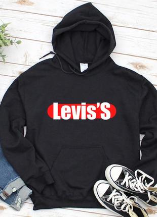 Чоловічий осінній худі кенгуру толстовка з капюшоном levis левіс чорний