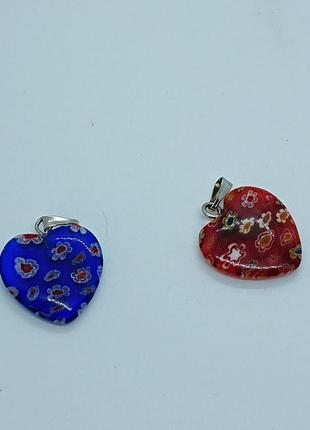 Підвіска серце з муранського скла