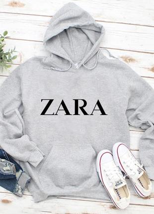 Мужской осенний худи кенгуру толстовка с капюшоном zara зара серый