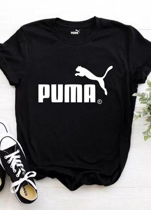 Женская футболка puma чёрная пума