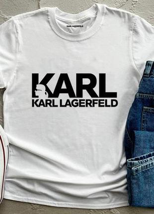 Мужская футболка karl lagerfeld карл лагерфельд белая