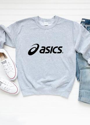 Женский осенний свитшот лонгслив кофта asics асикс серый