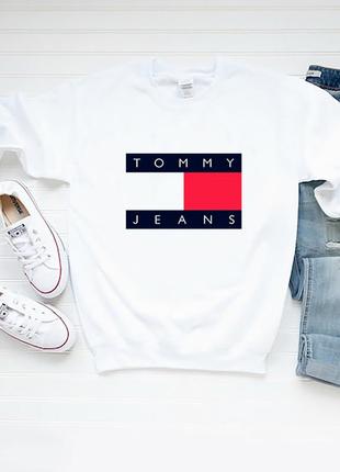 Мужской свитшот лонгслив кофта tommy jeans томми джинс белый