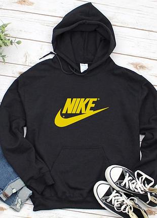 Женский осенний худи кенгуру толстовка с капюшоном nike найк чёрный