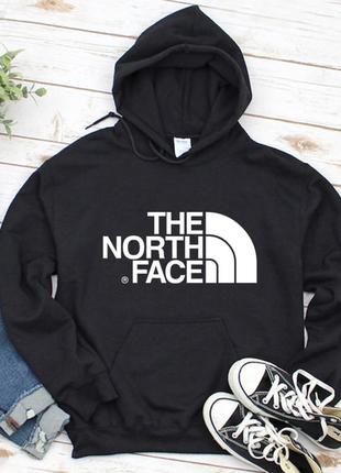 Мужской осенний худи кенгуру толстовка с капюшоном the north face зе норт фейс тнф чёрный