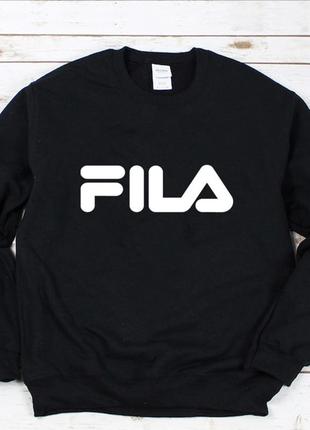 Женский осенний свитшот лонгслив кофта fila фила чёрный1 фото