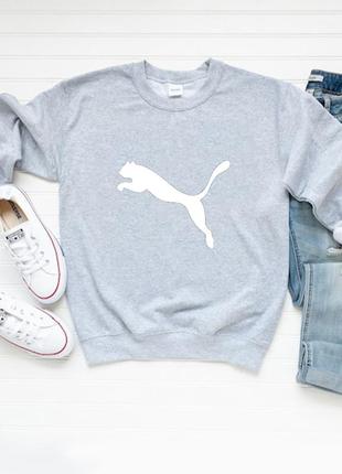 Жіночий осінній світшот лонгслів кофта puma пума сірий