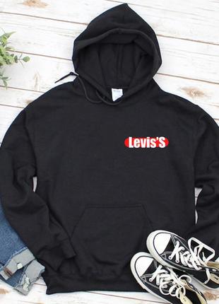 Чоловічий осінній худі кенгуру толстовка з капюшоном levis левіс чорний
