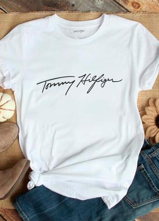 Женская футболка tommy hilfiger белая томми хилфиджер