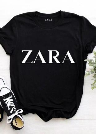 Женская футболка zara зара чёрная