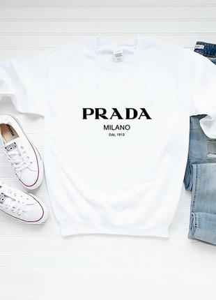 Женский свитшот лонгслив кофта prada прада белый1 фото