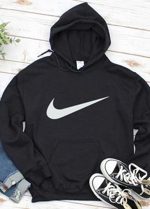 Жіночий осінній худі кенгуру толстовка з капюшоном nike найк чорний