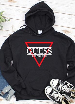 Мужской осенний худи кенгуру толстовка с капюшоном guess гесс чёрный