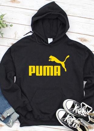 Жіночий осінній худі кенгуру толстовка з капюшоном puma пума чорний