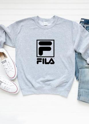 Женский осенний свитшот лонгслив кофта fila фила серый