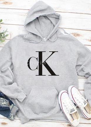 Чоловічий осінній худі кенгуру толстовка з капюшоном calvin klein кельвін кляйн сірий