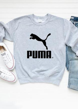 Жіночий осінній світшот лонгслів кофта puma пума сірий