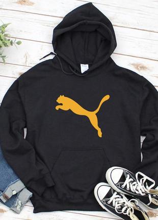 Мужской осенний худи кенгуру толстовка с капюшоном puma пума чёрный