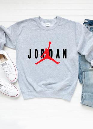 Жіночий осінній світшот лонгслів кофта jordan джордан сірий