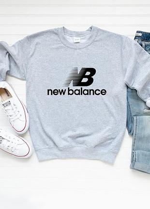 Женский осенний свитшот лонгслив кофта new balance нью беланс серый