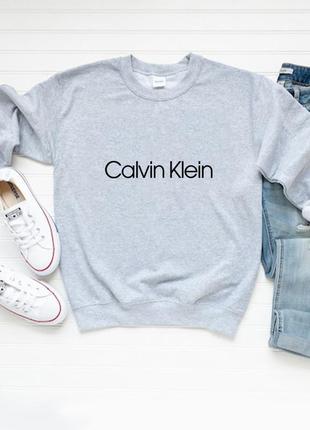 Жіночий осінній світшот лонгслів кофта calvin klein кельвін кляйн сірий