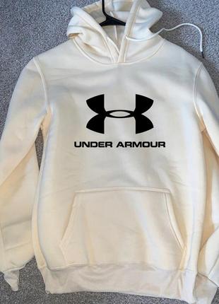 Жіночий зимовий худі кенгуру толстовка з капюшоном з флісом under armour андер армор білий