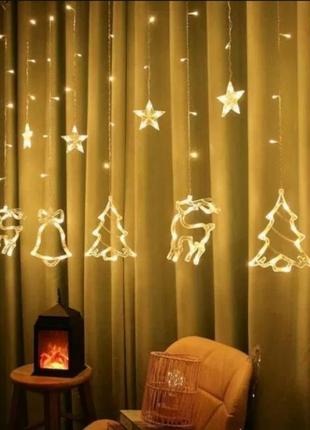 Гірлянда штора xmas з формами дзвіночки 12 pcs light білий теплий