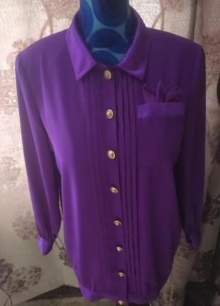 Винтаж 80-х. блуза насыщенного фиолетового цвета с

подплечниками