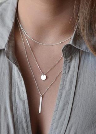 Колье ожерелье цепочка ka203 ланцюжок чокер подвеска цвет серебро прекрасный подарок