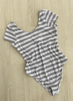 Хлопковоя футболка-боди в полосочку от river island