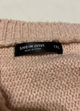 Shein curve брендовий фірмовий жіночий кофта батал в‘язаний кардиган укорочений короткий мега оверсайз батал якісний теплий рожевий3 фото