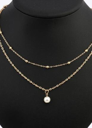 Ожерелье колье ka205 ланцюжок подвеска жемчуг цепочка прекрасный подарок цвет золото1 фото