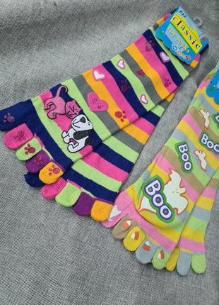 Носки с раздельными пальцами, носки пальчики,  яркие цветные носки с приколами, носки пальцы детские женские2 фото