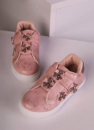 Кросівки з квіточками рожеві р.24-29