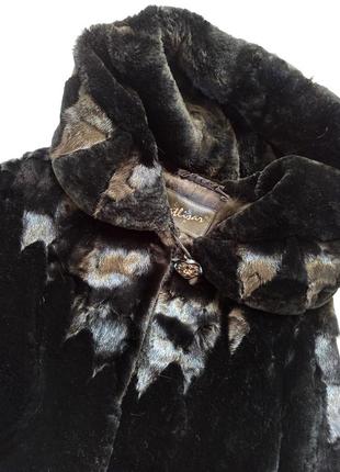 Натуральная шуба из мутона и норки с большим капюшоном/с поясом/теплая3 фото