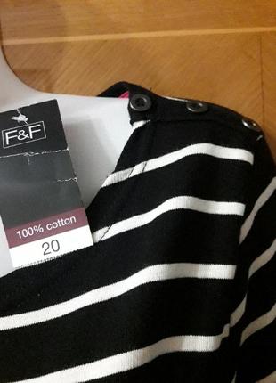 Брендова  нова  100% бавовна  туніка в полоску  футболка з довгими рукавами лонгслів  р.20 від f&f3 фото
