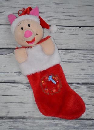 Фірмова нова хутряна панчоха носок новорічний на камін для милих подарунків п'ятачок вінні пух