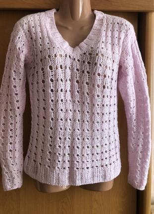 Ніжно рожевий ажурний светр ручної в'язки🎀