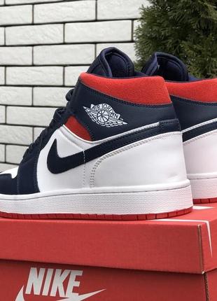 Кроссовки мужские nike air jordan белые синие кросівки чоловічі найк аир джордан білі сині кроссы2 фото